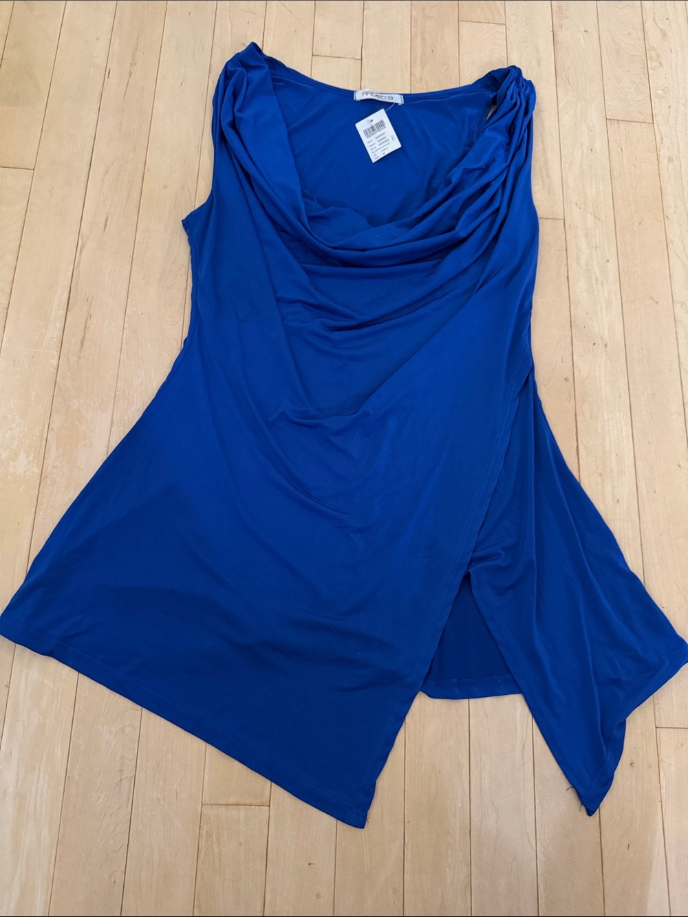 Arden B Cowl Neck Royal Blue Sleeveless Tunic